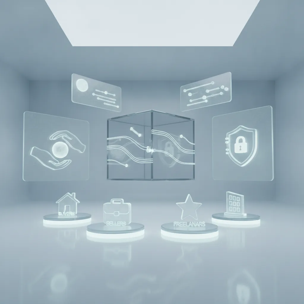 Clean corporate futurism, calm authoritative mood, crisp high-key