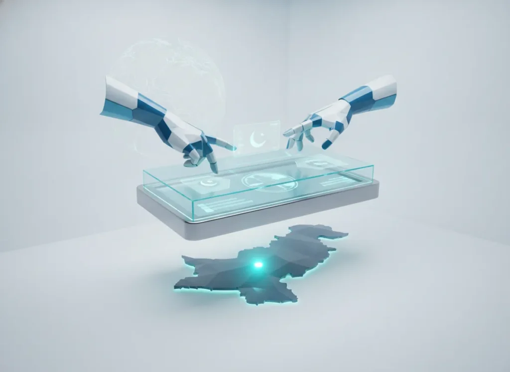 Clean corporate futurism, calm authoritative mood, crisp high-key